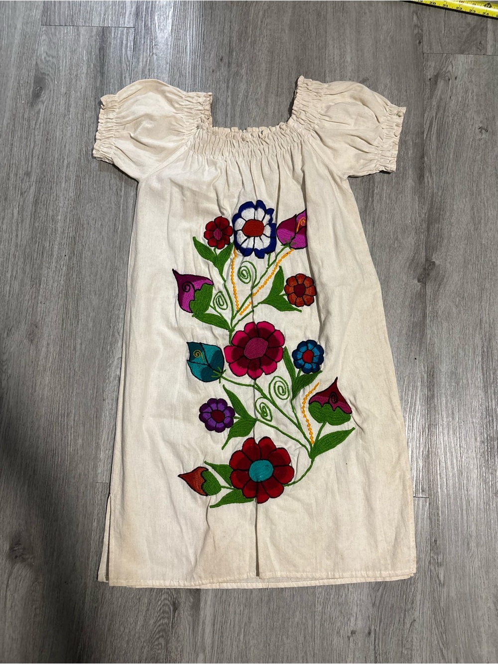 Mexican Embroidered Floral Dress
